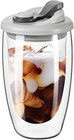 Double Wall Glass Coffee Mug, Glass Coffee Cup with Silicone Lid 15 OZ, Insulate