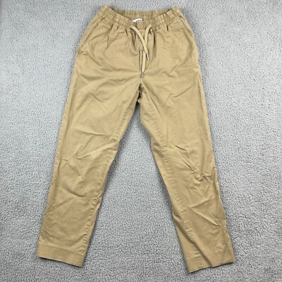 Sandro Paris Pants Mens 38 Beige Elasticated Straight Leg Trousers Drawstring
