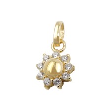 Echt Gold 333 Gelbgold Anhänger Sonne rund Zirkonia Steine Frauen Kinder Mädchen