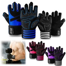 Men Women Half Finger Gel Full Palm Protection Gym Glove Fitness Workout