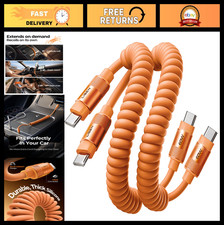 Coiled USB C to USB C Cable 2 Pack  60W Fast Charging Cord for Android Auto  C