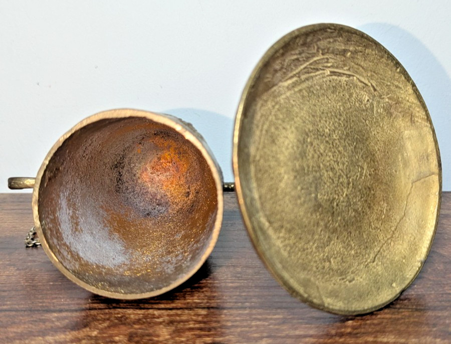 Asian Vintage Brass Temple Bell Dragon Gong Patina April 1993 Osan AB, Korea