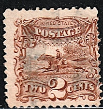 #113 US 2 CENT BROWN POST HORSE & RIDER-USED-N/G-FINE-VF