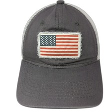 Outdoor Cap Trucker Hat Gray One Size USA Flag Patch Mesh Back Snapback Crown