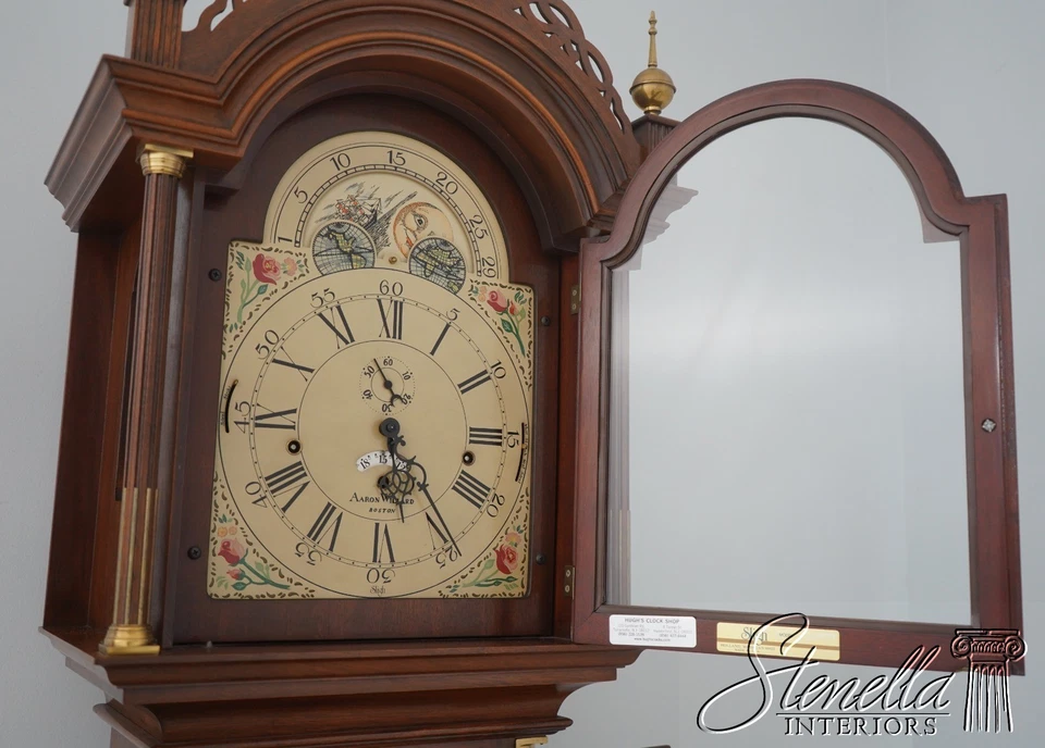 69946: Reloj abuelo Sligh Aaron Willard caoba con incrustaciones Foto 4 de 4