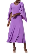 Antthony Women's Studio Knit Capelet Midi Dress Candy Purple