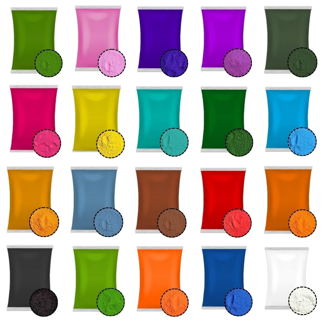 (Mix-20_75gm) Holi Gulal, polvere colorata, solubile in acqua, naturale, (H1A)