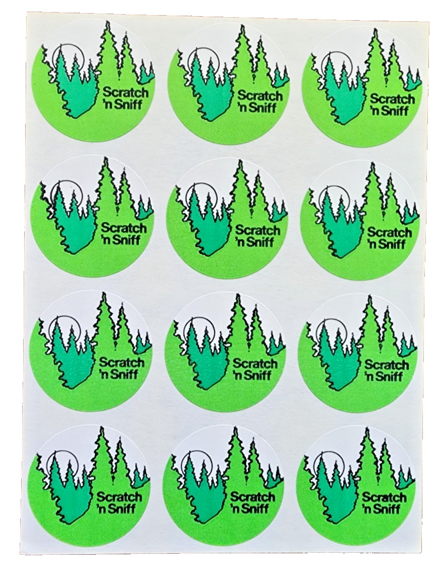 Vintage 80s Matte 3M Scratch n Sniff Stickers - Pine Trees Sheet - Still Smells!