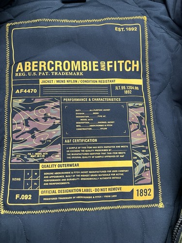Abercrombie Fitch Men's Medium Hooded Parka 4470 Snorkel Jacket Military Green - Picture 10 of 12