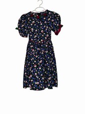 Vtg RARE EDITIONS Blue Purple Floral Cottage Core Union Made Paper Tag Dress 8