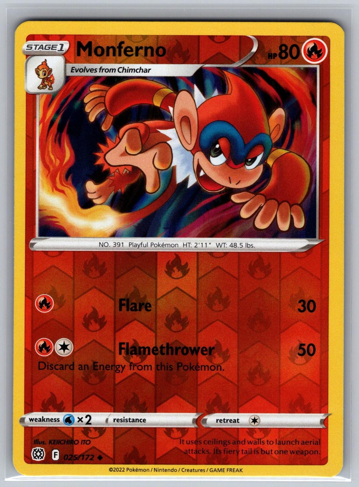Monferno 025/172 Uncommon Brilliant Stars Pokemon Reverse Holo Near Mint