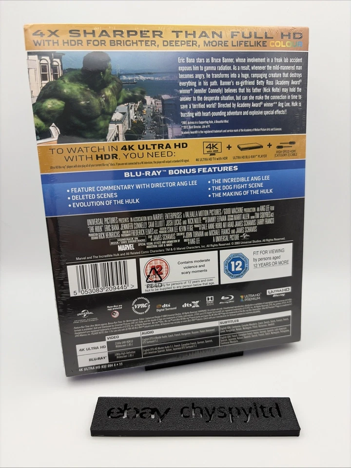 HULK 4K UHD BLU RAY STEELBOOK UK ZAVVI LTD ED NEW & SEALED 2003 - image 3 of 4