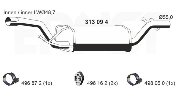 Ernst 313094 MittelschalldäMpfer FüR Ford-image