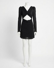 Loveshackfancy Nanita Twisted Cutout Knit Mini Dress Black
