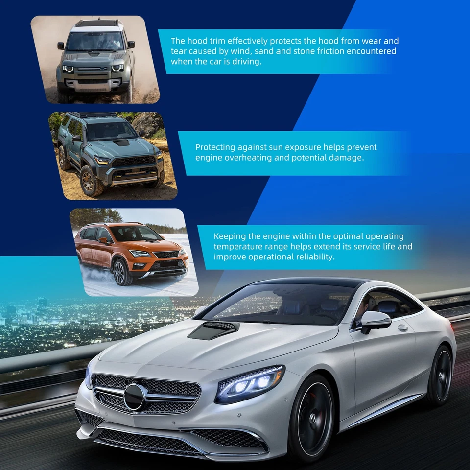 For Ford Escape Front Flow Air Intake Outlet Hood Scoop Vent Cover Decorative - Image 4 of 4