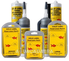 GOLD LABEL POND LINER REPAIR PATCHES CLEAR/BLACK SEALANT UNDERWATER FISH GARDEN