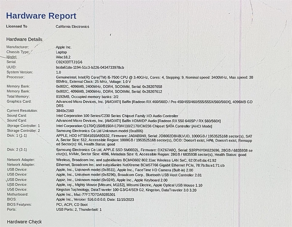 Apple iMac 18,2 A1418 2017 Intel i5 7500 3.40GHZ 21.5" 8GB 1TB HDD NO OS Parts - Image 2 of 4