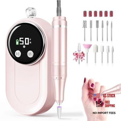 High Speed Nail Drill for Acrylic Removal, 50,000 RPM Pro E-File Pastel Pink