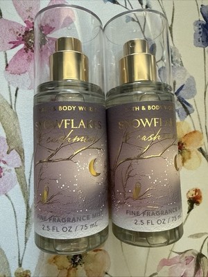 Bath & Body Works Fine Fragrance Mist Lot of 2 Travel Mini Snowflakes & Cashmere