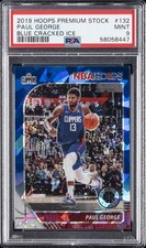 2019 PANINI HOOPS PREMIUM STOCK BLUE CRACKED ICE #132 PAUL GEORGE PSA 9