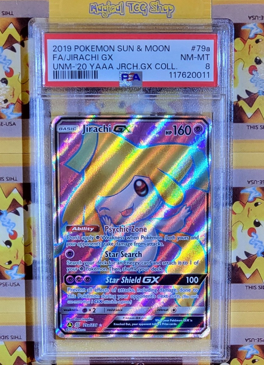 jirachi gx pokemon card value Pokemon Jirachi GX Sun & Moon Unified Minds 79A/236 Holo Alt Art Promo PSA  NM