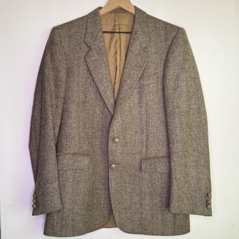 Blazer Abrigo Deportivo Vintage Años 80 Jaeger Gran Bretaña Lana Espiga Tweed 50R EU Foto 2 de 4