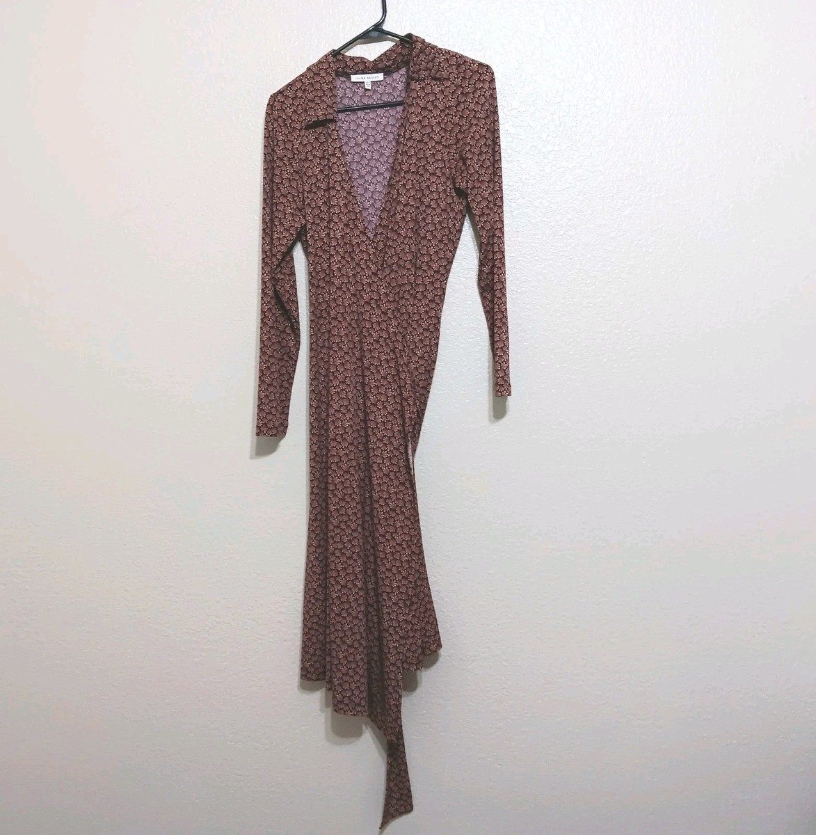 Laura Ashley 8 Burgundy Floral Jersey Knit Wrap Dress | eBay