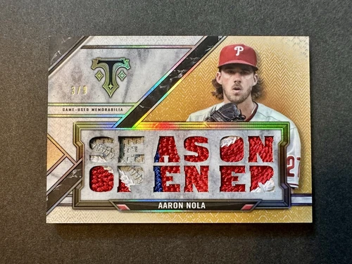 2021 Topps Triple Threads Triple Threads GU Logo Patch /9 Aaron Nola #TTR-AN3