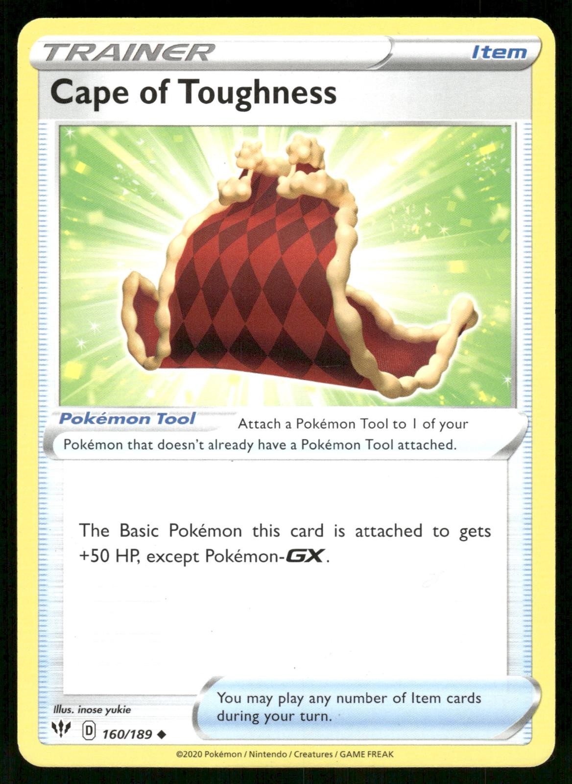 Cape of Toughness 160/189 Uncommon Darkness Ablaze Pokemon Near Mint