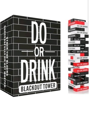 Do or Drink Blackout Tower Stacking Party Drinking Game Blocks 2+ Players 21+