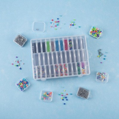 Clear Compartment Storage Case Dust-Proof 24 Grid Plastic Box Transparent