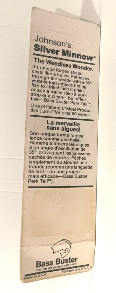 Johnson Silver Minnow Weedless Spoon Fishing Lure 2 1/2 In 1/4 oz Silver - Image 2 of 2