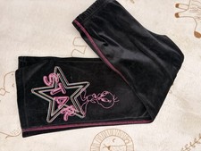 Looney Tunes Tweety STAR Girls Black Velour Flare Pants M 7/8 Polyester