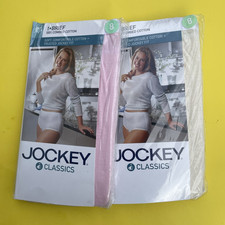 2 JOCKEY Classics Brief Panty Combed Cotton Full Coverag Pink Ivory Y2K Vtg Sz 8
