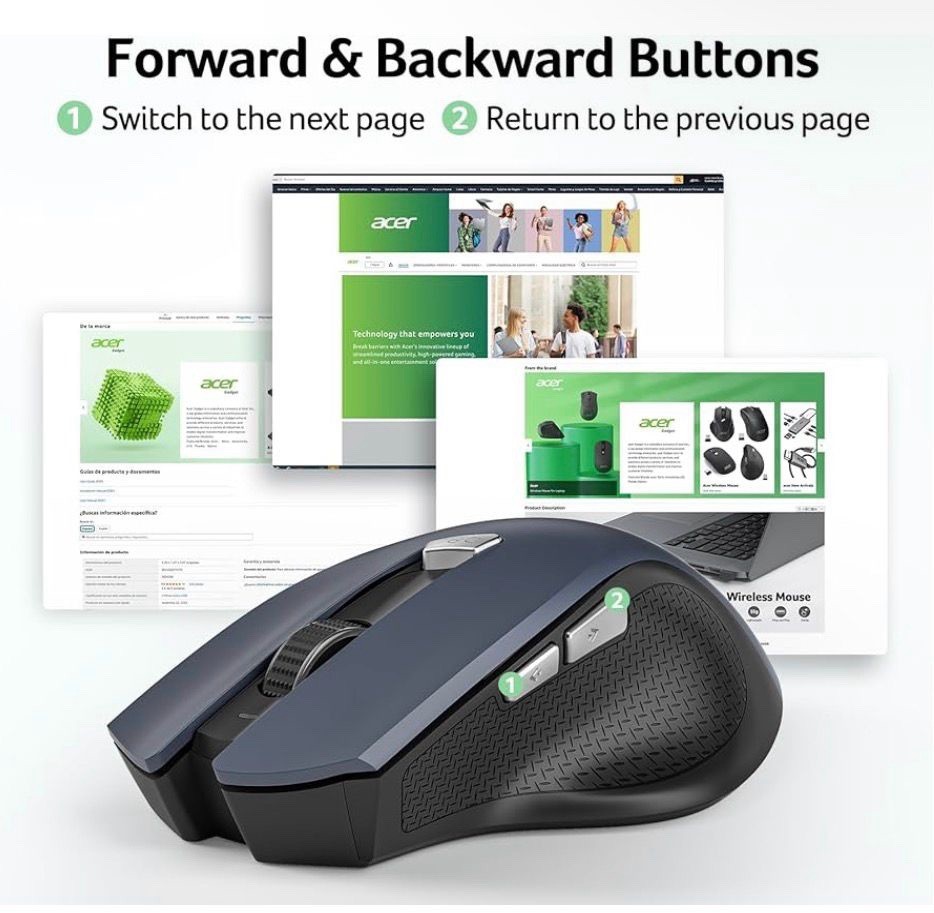 Acer Wireless Mouse 2.4GHz USB Ergonomic Laptop PC Mouse 3 Adjustable DPI