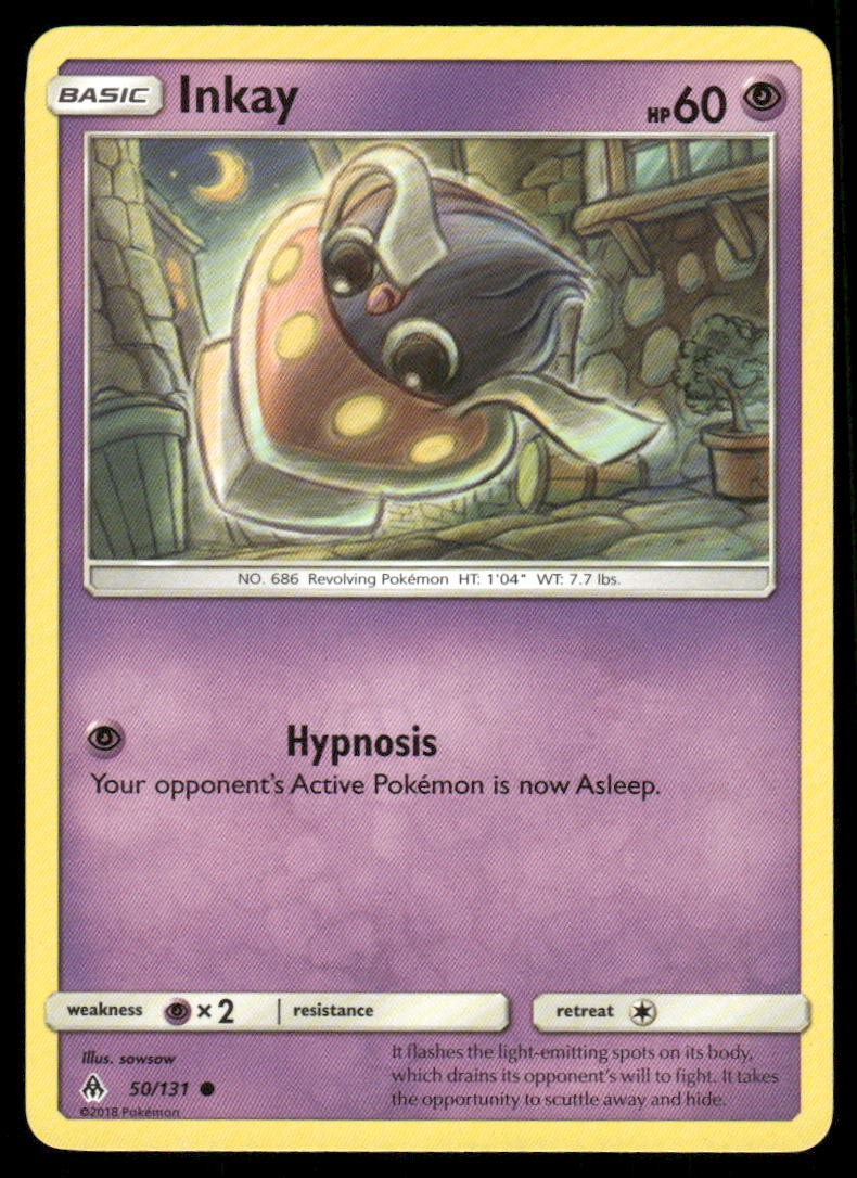 Inkay 50/131 Common Forbidden Light Pokemon Moderately Played