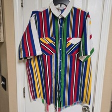 Dale's Made In The USA Striped Button Down With Pearl Snaps Men's XL Vintage