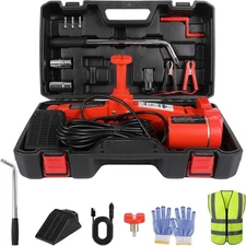 EFFIROSO Premium 10 in 1 Electric Scissor Jack Enhanced Safety 3 Ton Car red 