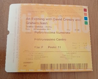 DAVID CROSBY AND GRAHAM NASH ROME 2011 TICKET