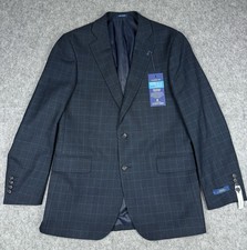 Stafford NWT Blazer Navy Blue Check Mens 40R Wool Blend Stretch 220 MSRP