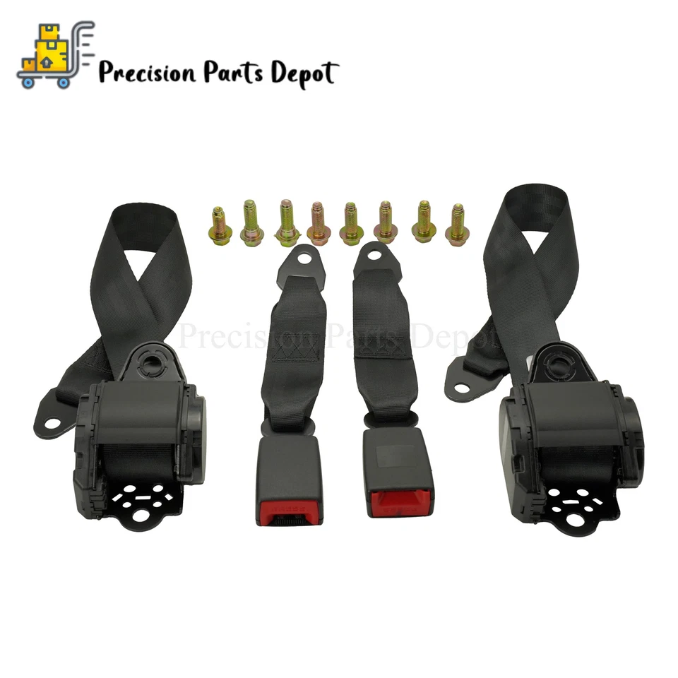 2PCS 3 Point Safety Seat Belt Straps Car Vehicle Retractable Adjustable Belt Kit Foto 2 de 4