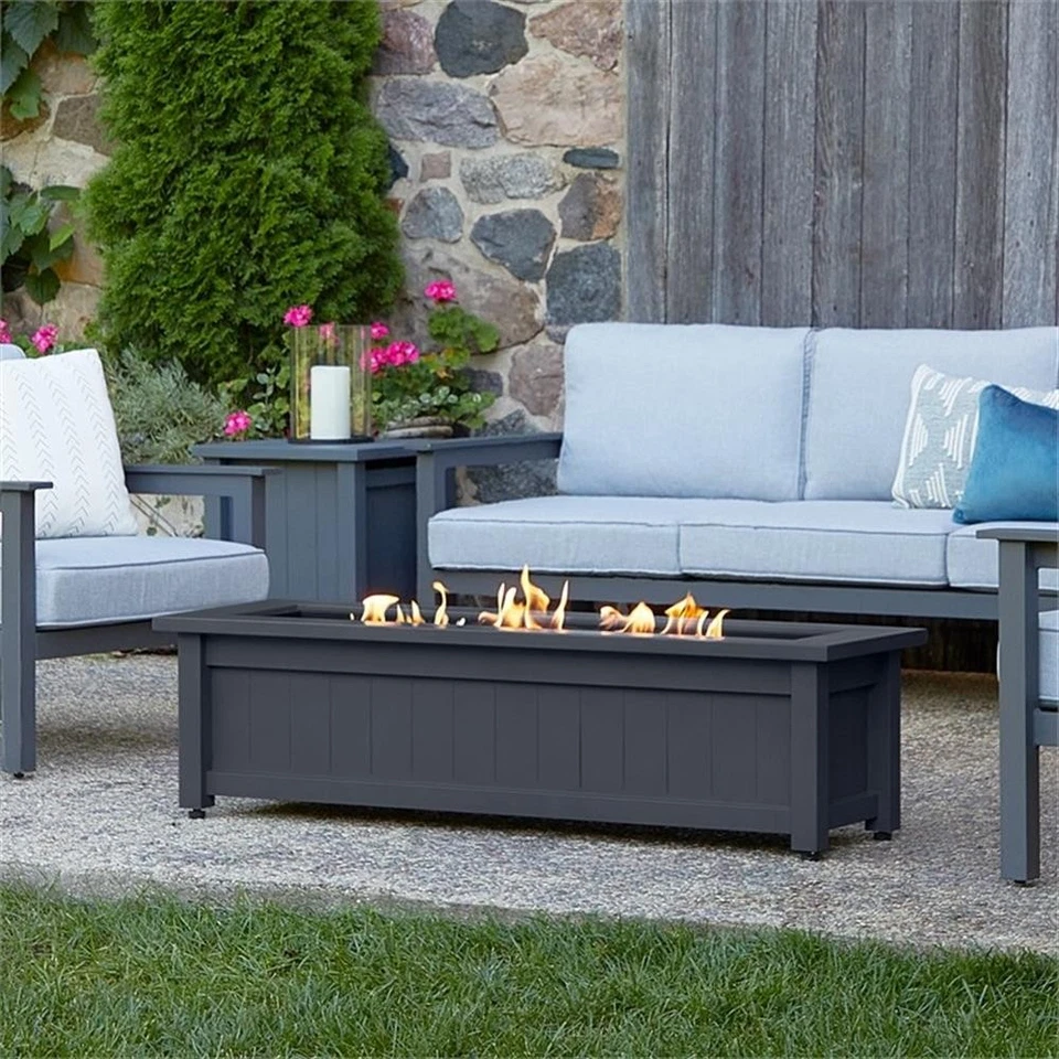 Real Flame Ortun Modern Rectangle Metal Propane Fire Table in Gray - Image 2 of 4
