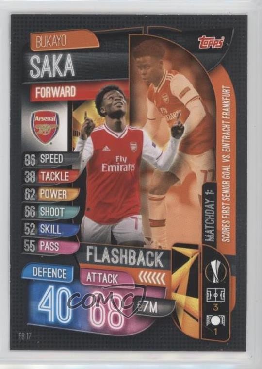 2019-20 Topps Flashback Bukayo Saka #FB17 Rookie RC 0p64