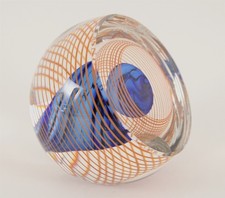 Vintage Signed HAL DAVID BERGER Planet Outer Space Art Glass Paperweight, NR