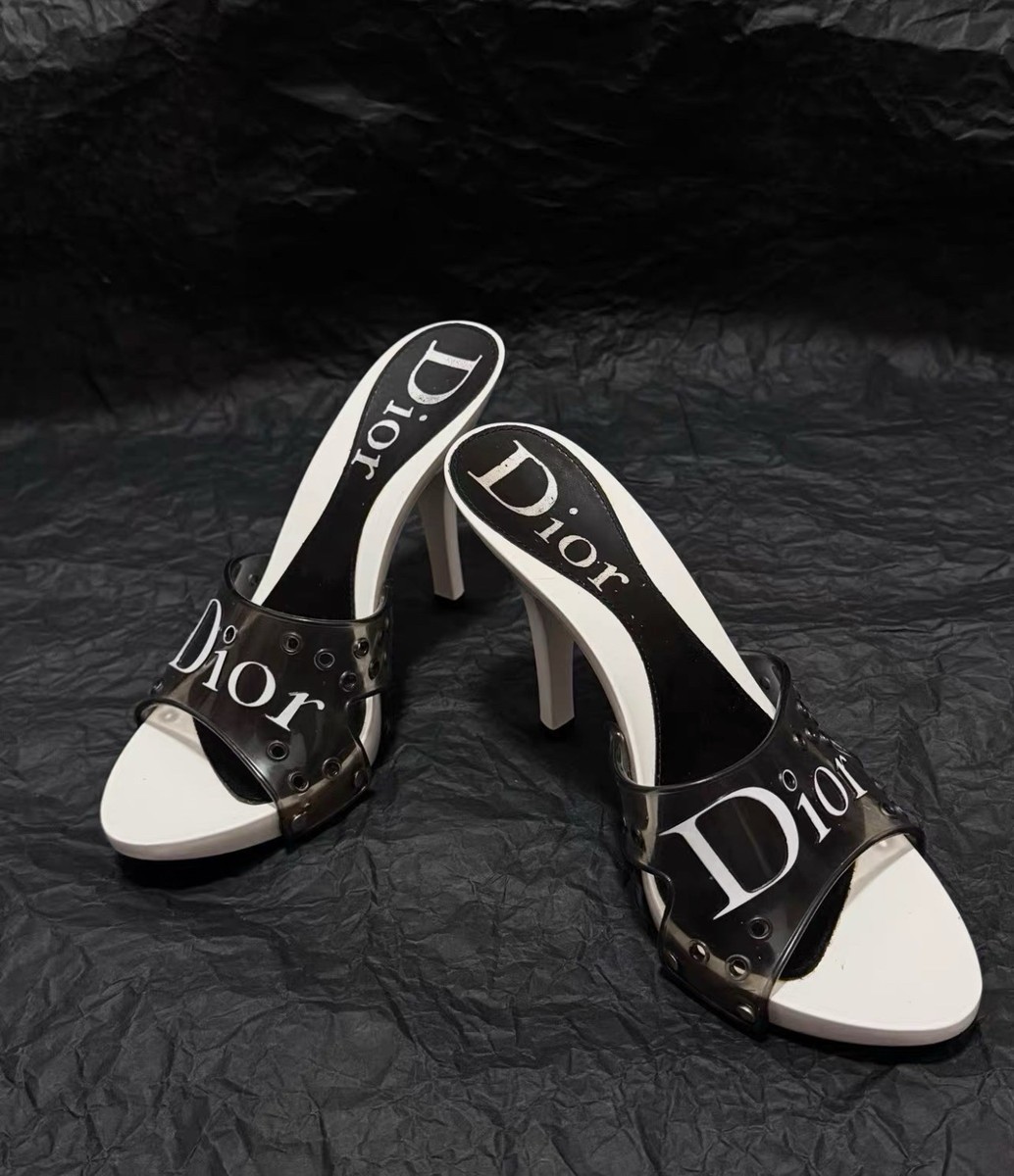 Christian Dior Vintage PVC Logo High Heel Mules Sandals 36 | eBay