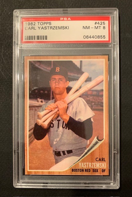 1962 TOPPS #425 CARL YASTRZEMSKI DEAD CENTER PSA 8 BEAUTIFUL CARD!!
