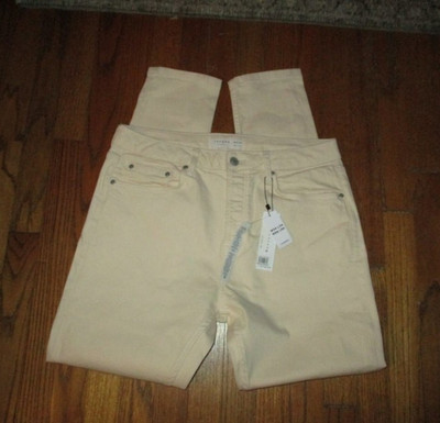 TOPMAN Ivory Tapered Leg Button-Fly Jeans Sz 34 NWT