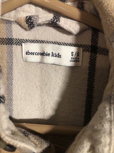 Abercrombie Kids Tan Fall Tone Button Down Heavy flannel shirt Size 5/6 - Picture 2 of 4