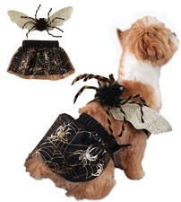 Anelekor Dog Tutu Dress and Spider Wing Set - Black Costume Small,
