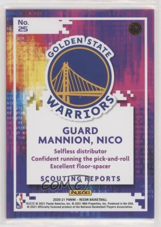 2020-21 Panini Recon Scouting Reports Red /199 Nico Mannion #25 Rookie RC - Image 2 of 2